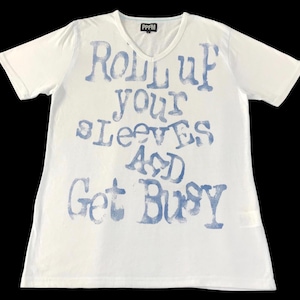 ヴィンテージスタイル PPFM 日本のブランド ロールアップ ユーモア 引用句 ディープ V ネック プリント Tシャツ Tシャツ ユニセックス ストリートウェア サイズ S M YA973j