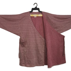 Kimono Japanese Traditional Noragi Kimono Haori Hanten Jinbei Cardigan Happi Jacket Fits L XL Chevron Design YA834