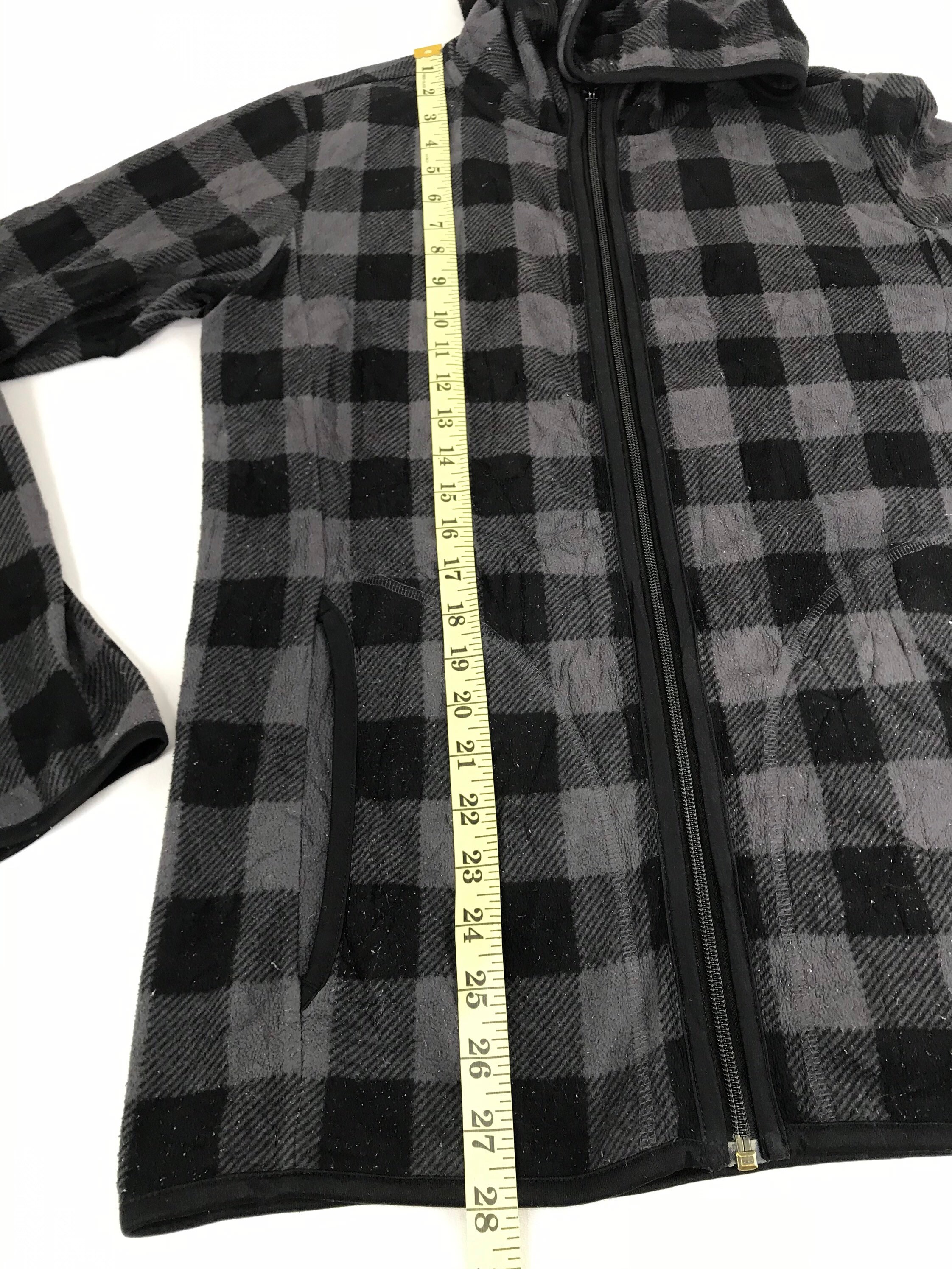 Vintage Style Uniqlo Micro Fleece Hoodie Sweatshirt Jacket Plaid 