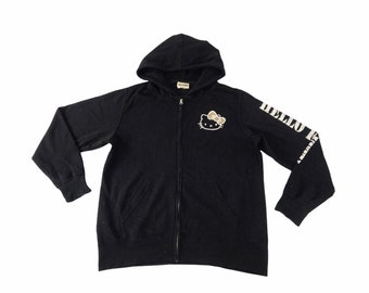 Vintage Style Hello Kitty Hoodie Zip up Style Jacket Big Logo Side