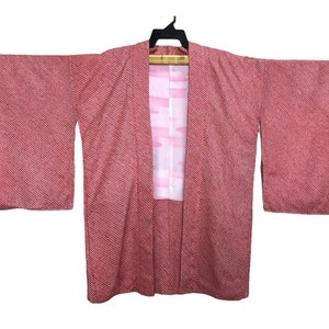 Mega Sale!!! Vintage Noragi Kimono Haori Hanten Jinbei Japanese   Cardigan Happi Jacket B619 Pink