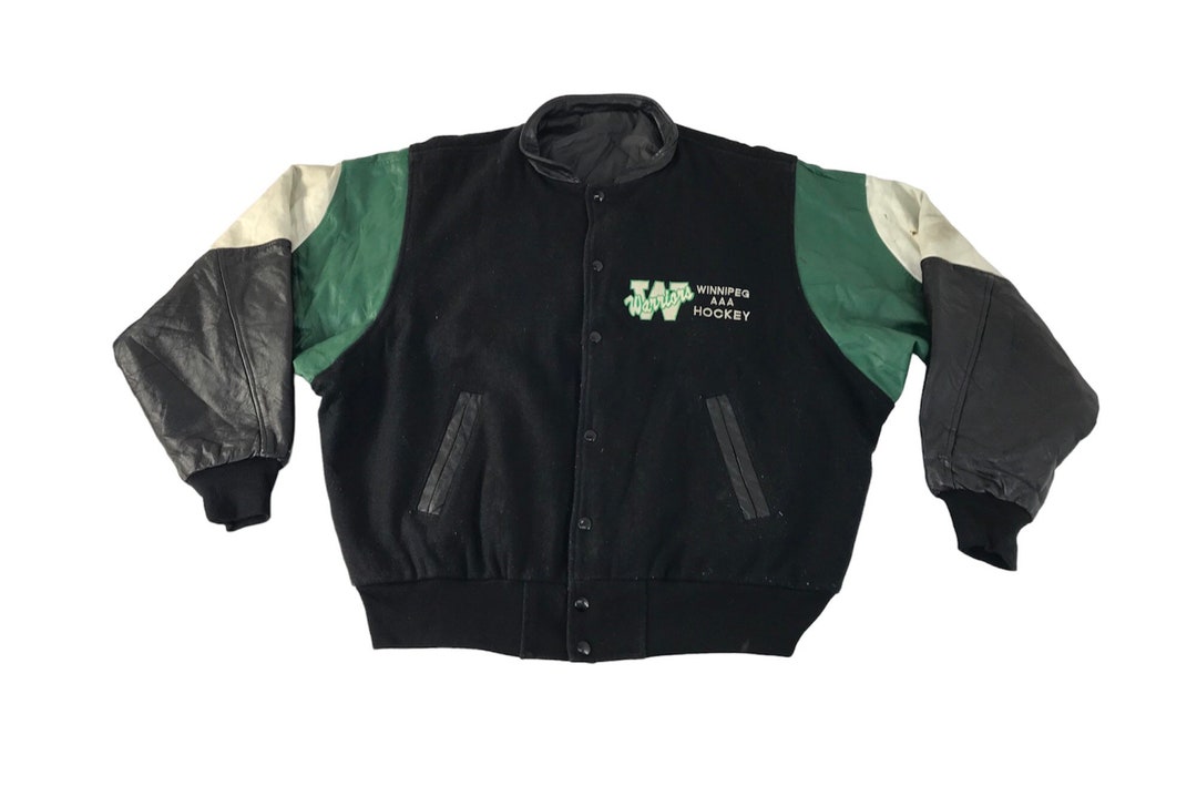 Vintage Varsity Bomber Jacket Shanter Warrior Winnipeg AAA Hockey