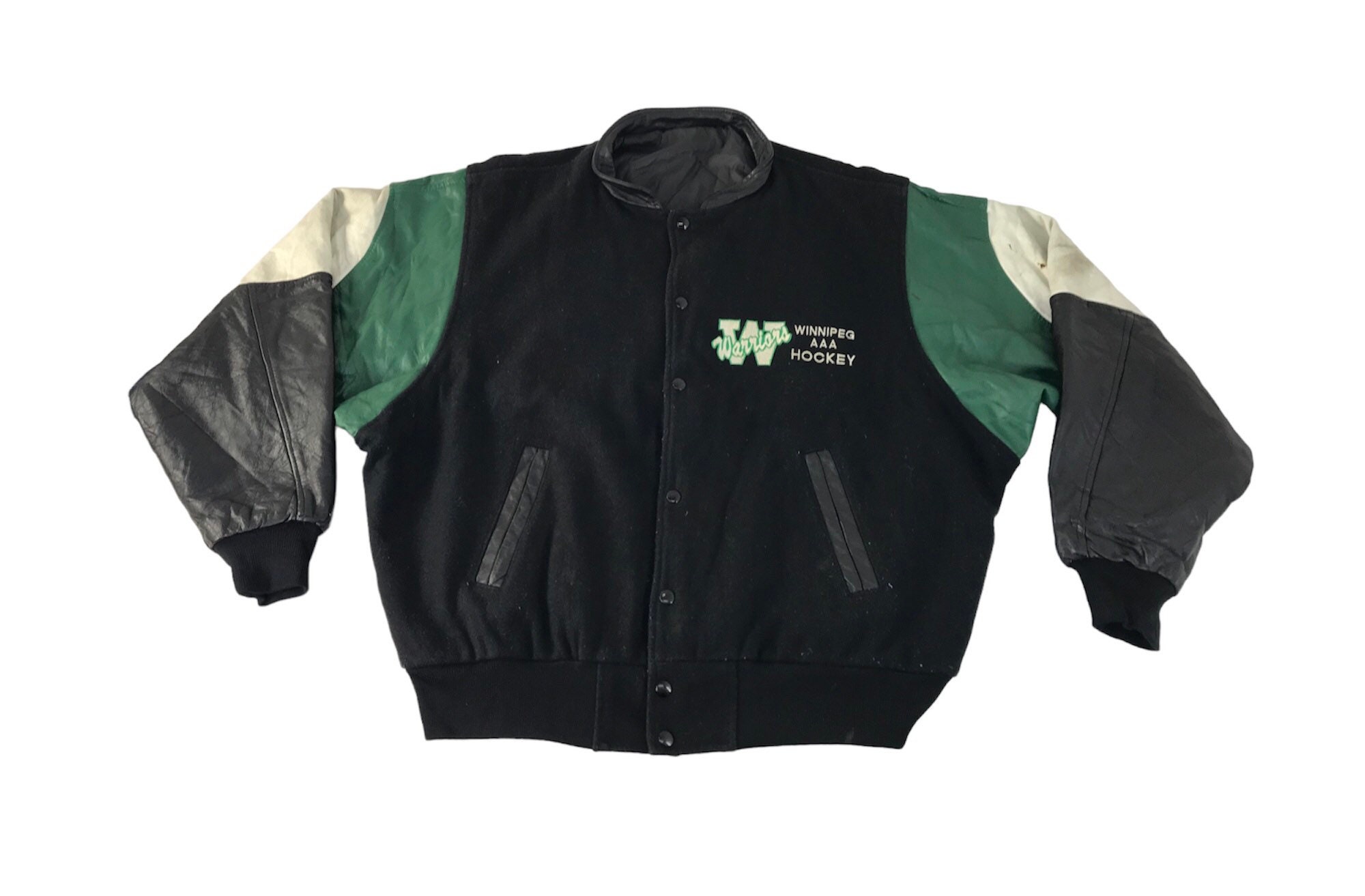 Vintage Varsity Bomber Jacket Shanter Warrior Winnipeg AAA Hockey