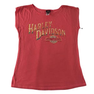 Vintage Y2k Harley Davidson West Coast Glasgow Schottland T-Shirt Ärmellos Frauen Mädchen Tragen passt Größe S M E786