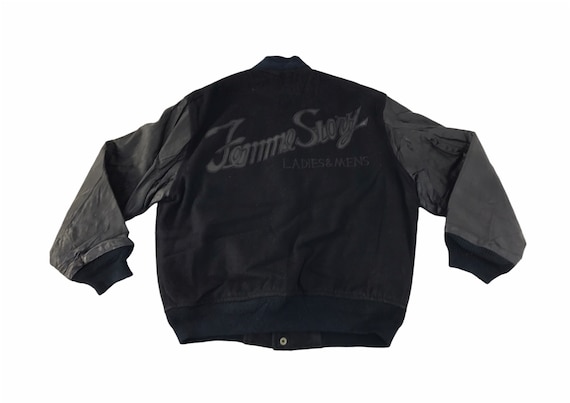 Vintage 90s Femme Story Varsity Jacket Leather Sleeve Quilted