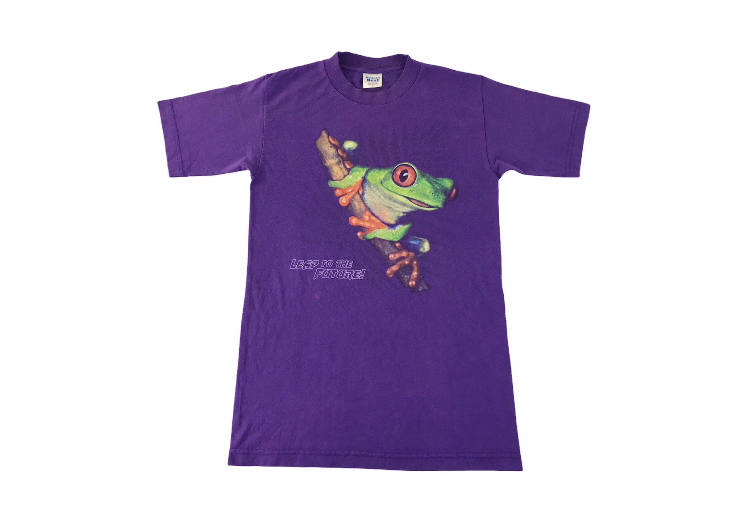 Vintage 90s Leap to the Future Frog Logo Printed Design Tee T