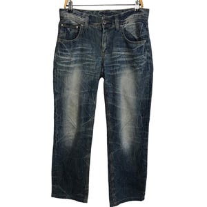 Vintage Japanese Brand Avail Garde Jean Faded Indigo Denim Straight Cut Fits Size 31 Inspired Designer Streetwear Unisex Wear Brand Z023