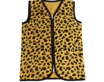 Vintage Leopard Printed Fleece Sherpa Vest Jacket Inspired Designer Streetwear Japanese Brand Sleeveless Y330 Fits S M Unisex