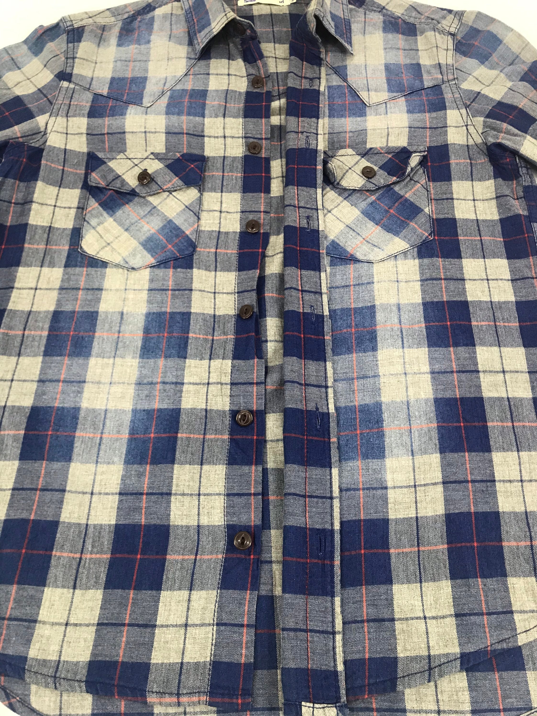Vintage Sevendays Sunday Flannel Shirt Double Pockets Plaid