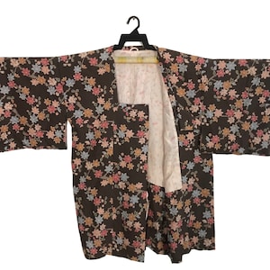 Kimono Japanese Traditional Noragi Kimono Haori Hanten Jinbei Cardigan Happi Jacket Fits L XL Floral Design YA831