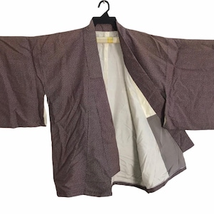 Vintage Haori Noragi Kimono Japanese Cardigan Happi Jacket Traditional Robe Yukata Sashiko Jinbei Hanten Size L Floral Design C165