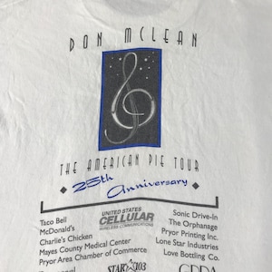Maglietta vintage anni '90 1997 Don Mclean The American Pie Tour 25° anniversario Fun Fest '97 Maglietta Single Stitch Movie Streetwear Taglia M YA972j