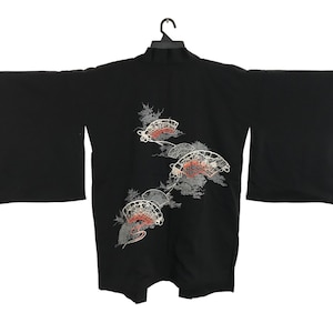 Vintage Kimono Japanese Traditional Noragi Kimono Haori Hanten Jinbei Japanese Cardigan Happi Jacket Fits L Floral Design YA749