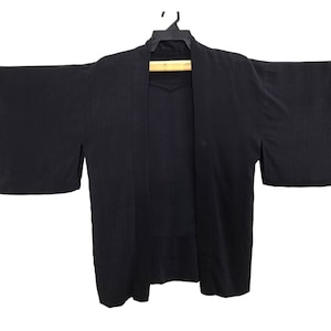 Vintage Noragi Kimono Haori Hanten Jinbei Japanese   Cardigan Happi Jacket B594 Black