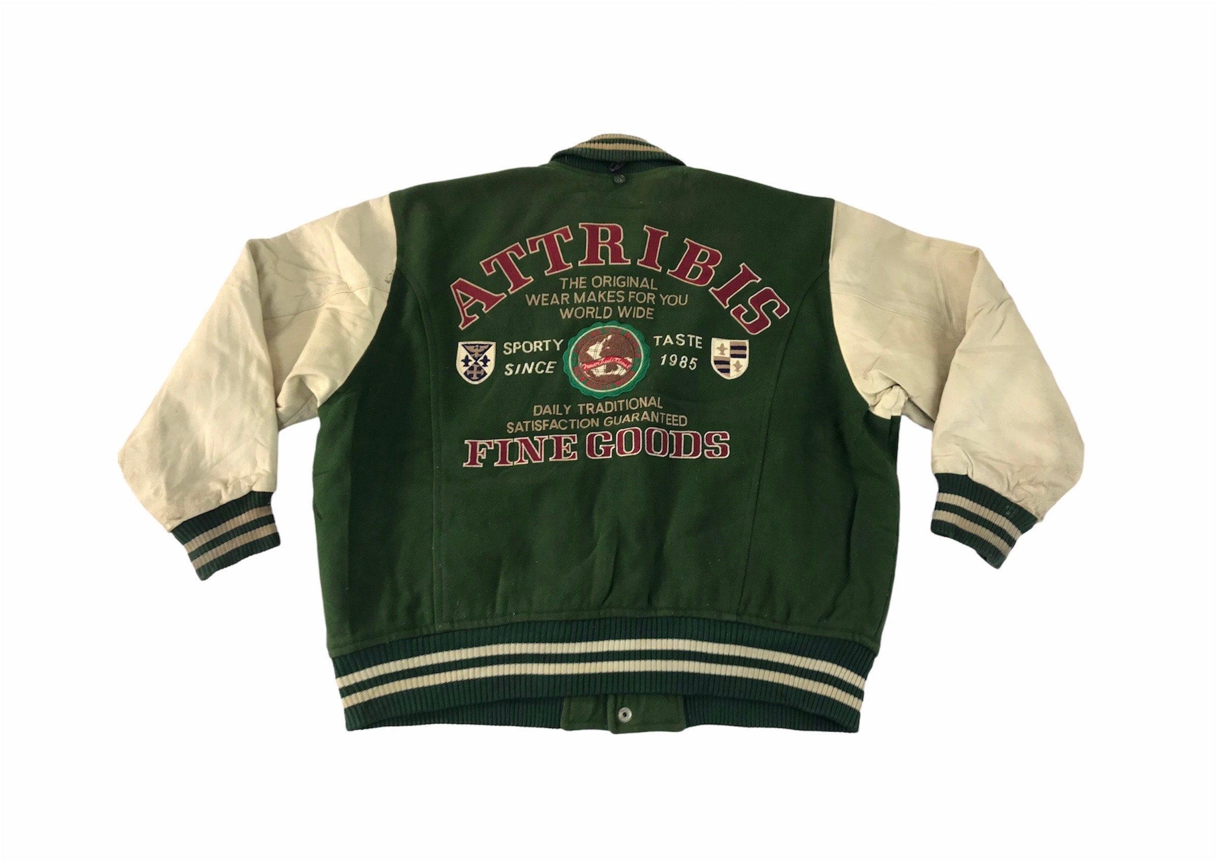 Vintage 90s Attribis Traditional Sportswear Varsity Jacket Leather