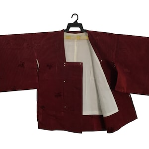 Mega Sale!!! Vintage Japanese Traditional Noragi Kimono Haori Hanten Jinbei Japanese Cardigan Happi Jacket XL Floral Design YA575