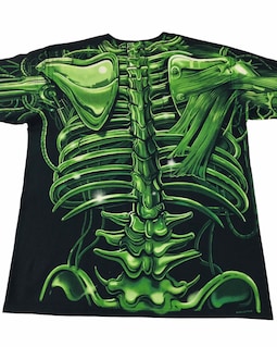 Vintage 90s Green Terminator Skull Bone Travis Scott Liquid Blue