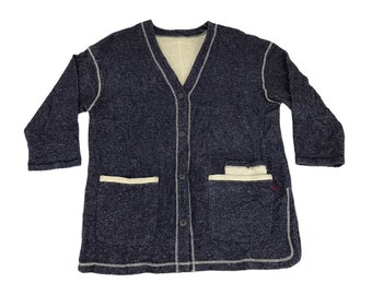 Vintage japanische Marke Strickjacke Sweatshirt Jacke Noragi Gepolsterte Wolle Iined Streetwear Mode inspiriert Designer Passt Größe L XL Y489