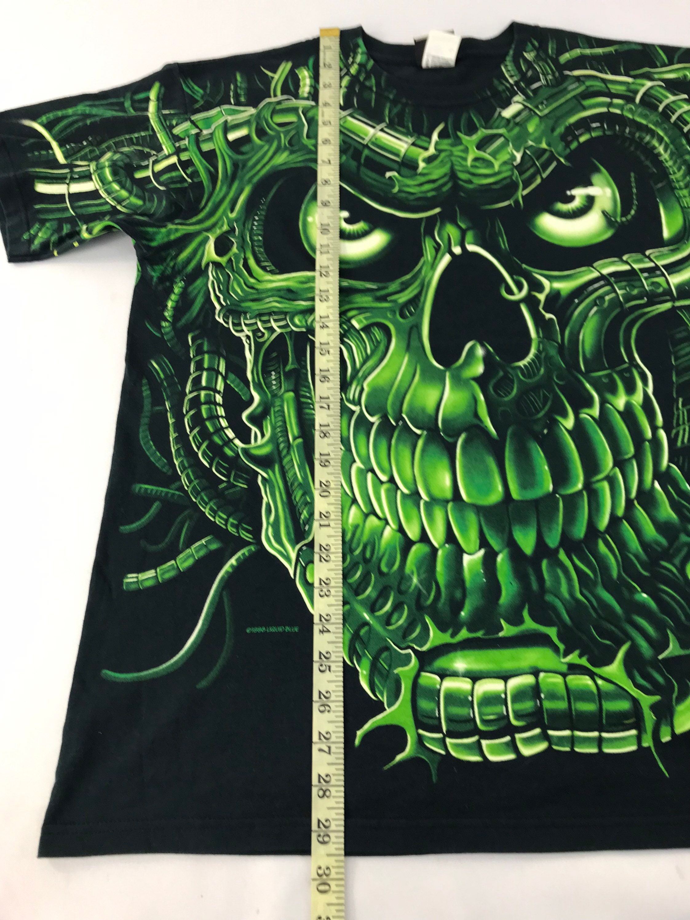 Vintage 90s Green Terminator Skull Bone Travis Scott Liquid