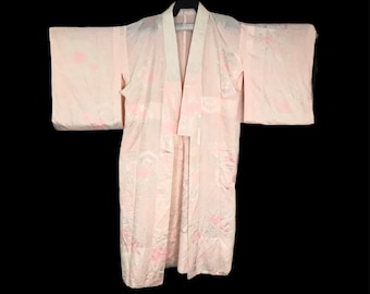 Mega Sale!!! Vintage Noragi Kimono Hanten Jinbei Japanese  Haori  Tomesode Cardigan Happi Jacket White pink Robe Dress