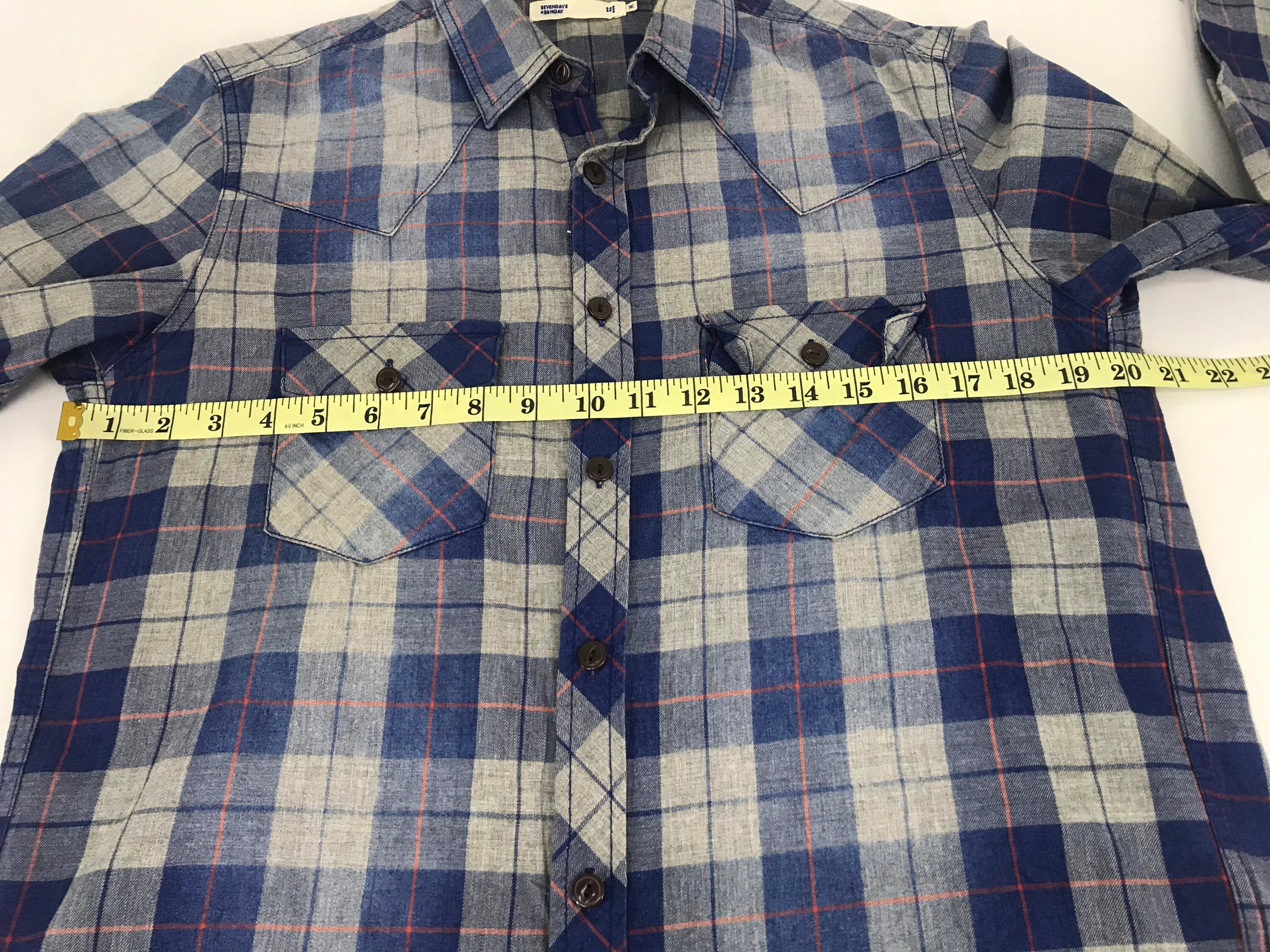 Vintage Sevendays Sunday Flannel Shirt Double Pockets Plaid