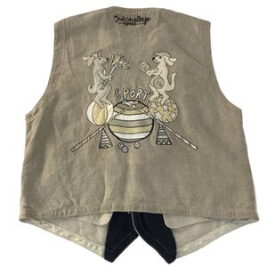 Vintage 90s Jean Charles De Castelbajac Sport Denim Vest Embroidery Logo Designer Streetwear Size M L E906