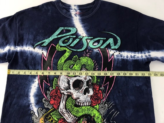 Vintage Poison Glam Metal Band Skull & Snake Rose… - image 6