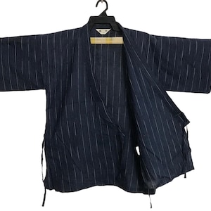 Vintage Jinbei Japanese Traditional Noragi Kimono Haori Hanten Japanese Cardigan Happi Jacket Robe M L Igeta Dot Design YA585