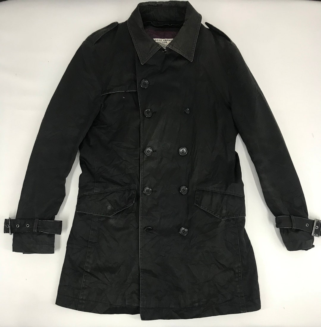Vintage 90s Katharine Hamnett London Trench Coat Jacket Double