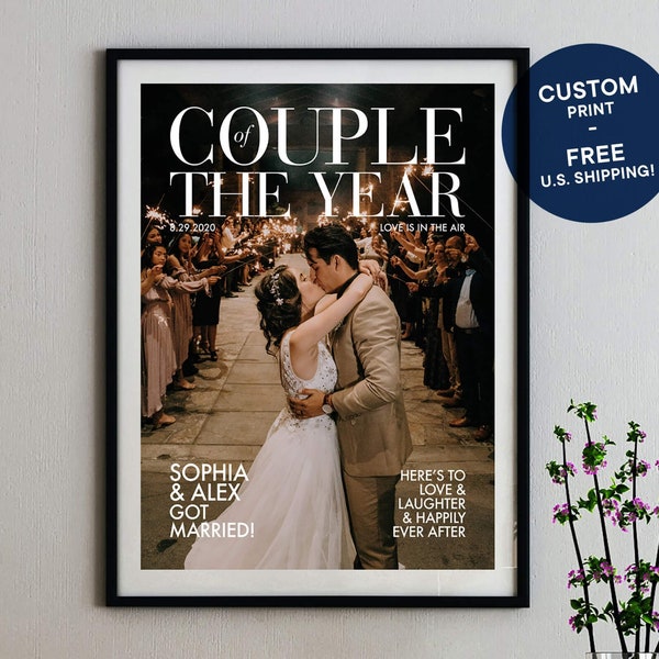 Custom Magazine Cover Gift / Couple of the year magazine cover art print / Personalized gift for couples / Wedding gift for couples