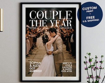 Custom Magazine Cover Gift / Couple of the year magazine cover art print / Personalized gift for couples / Wedding gift for couples