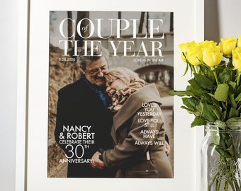 Custom magazine cover - 30th Anniversary - 30 year of marriage - Anniversary print - Custom couple gift