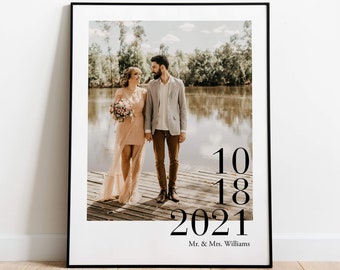 Personalized wedding date with photo / Custom wedding print / Wedding date memory / Special date / Wedding gift / Anniversary gift