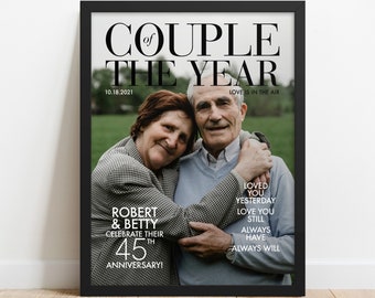 45th anniversary print / Custom Couple of the Year magazine cover / Gift for parents / 45 year marriage gift / Gift for husband for wife