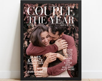 Custom Couple of the Year magazine cover / One year anniversary gift / Gift for boyfriend girlfriend / Gift for couple / Valentine's gift