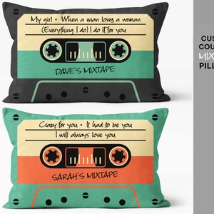 Custom mixtape couples gift Couple Mixtape pillow Romantic couple gift Couple pillows 20x12 Insert included Valentine's gift image 2