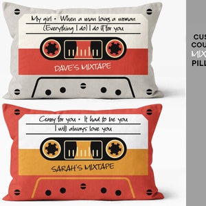 Custom mixtape couples gift Couple Mixtape pillow Romantic couple gift Couple pillows 20x12 Insert included Valentine's gift image 3