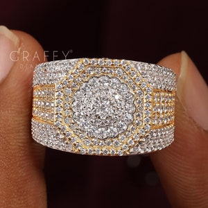 Men&#39;s 925 Sterling Silver Iced Out Ring, VVS Moissanite Engagement Ring, Luxury Bling Rings, Gift For Him, Hip Hop Men&#39;s Champion Ring