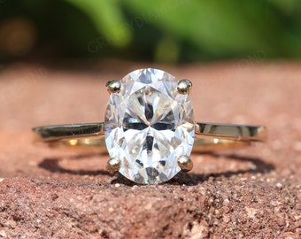 Ovaler Moissanit-Verlobungsring, ein Diamant für immer, Versprechensring, Solitärring für Frauen, ovaler stapelbarer Ring, klassischer Jubiläumsring