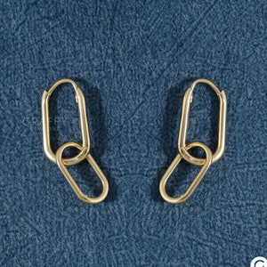 Brincos de corrente grossa e modernos com elos de cabo, brincos de clipe de papel, presente minimalista dourado pendurado para ela
