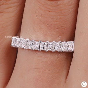 Princess Cut Farblos Moissanit Halb Eternity Ring Passende Hochzeit Band Comfort Fit Band Gemeinsame Prong Ring Jahrestag Geschenke für Sie
