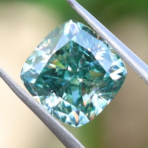Green Color Cushion Cut Loose Moissanite For Jewelry Making, Loose Moissanite For Classic Engagement Ring, Wedding Ring, Birthday Gifts