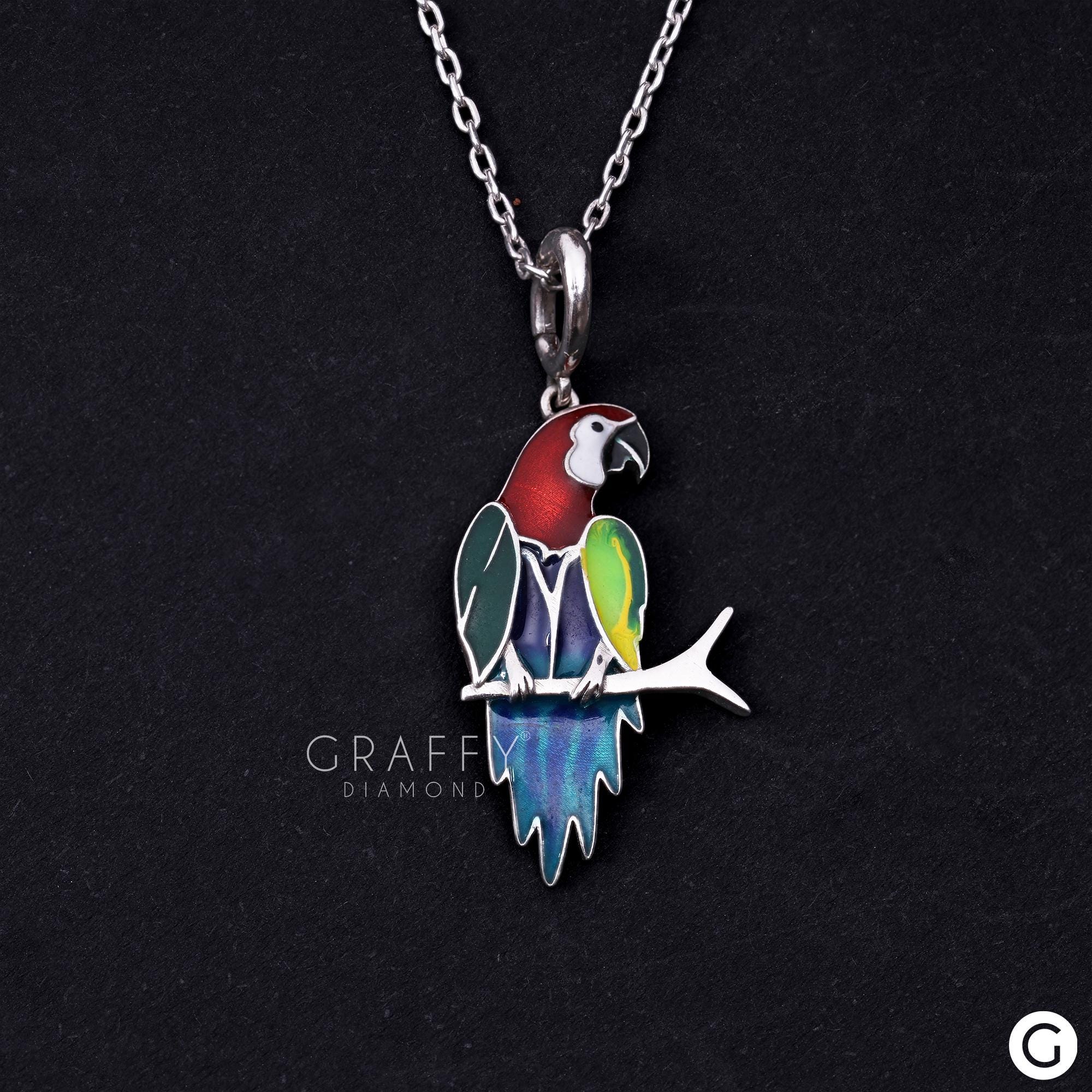 Collana Pappagallo Ara - Ciondolo Uccello In Acciaio Inox, Regalo Per Donne E Ragazze - Foto 5