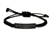 Inspirational Auctioneer Gifts, Of Course, I Know Everything. I 39 m An Auctioneer., Auctioneer Black Rope Bracelet From Friends