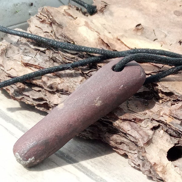 An ancient artifact from the Viking age, Original stone knife sharpener, A rare authentic Viking instrument, Granite sharpener of Kievan Rus