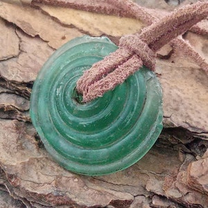 Ancient Roman Spiral Green Glass bead, Ancient spinning wheel, Roman necklace, Authentic artifact Roman Empire, Original beads 2-4 century