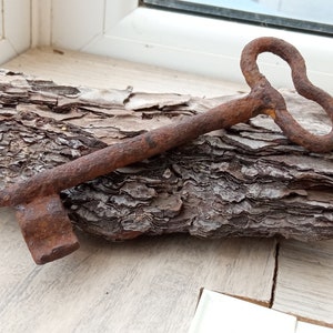 Old key in the collection, Vintage big key of the 19th century, antique iron key, Authentic old key lock, Metal detector find, Rare Key