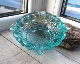 Vintage Massive green glass ashtray of the USSR