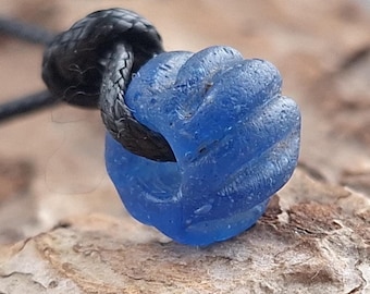 Beautiful Ancient Roman Blue Glass Ribbed bead Pumpkin, Beautiful Roman necklace Authentic artifact Roman Empire, Original beads 2-4 century