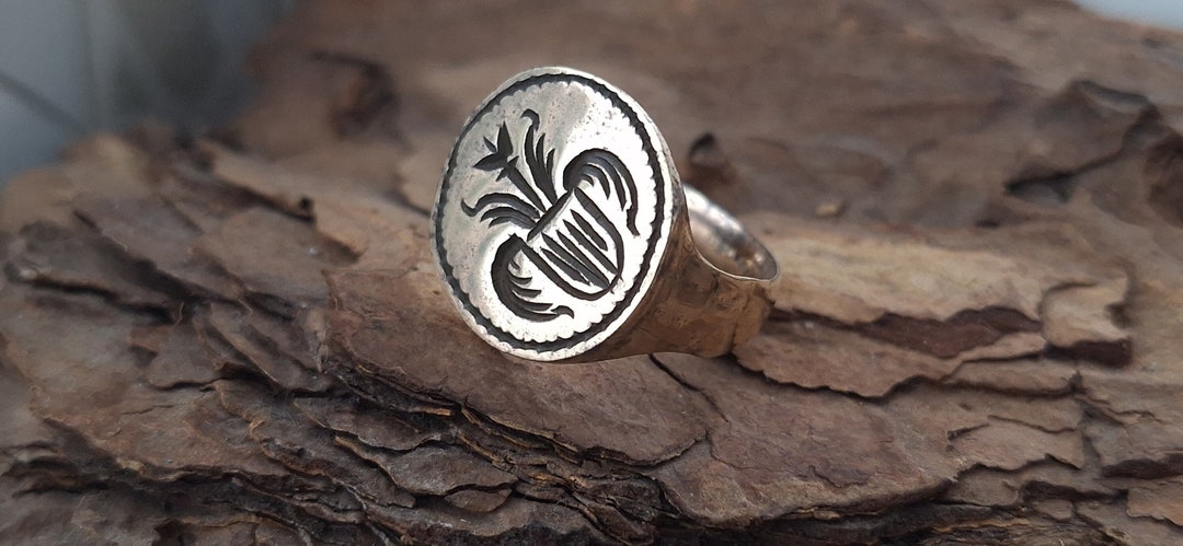 Ancient Bronze Ring, Medieval Ring Seal, Ring With Heraldic Symbols ...